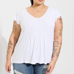 NWT - V-Neck Ruffle Babydoll Top.